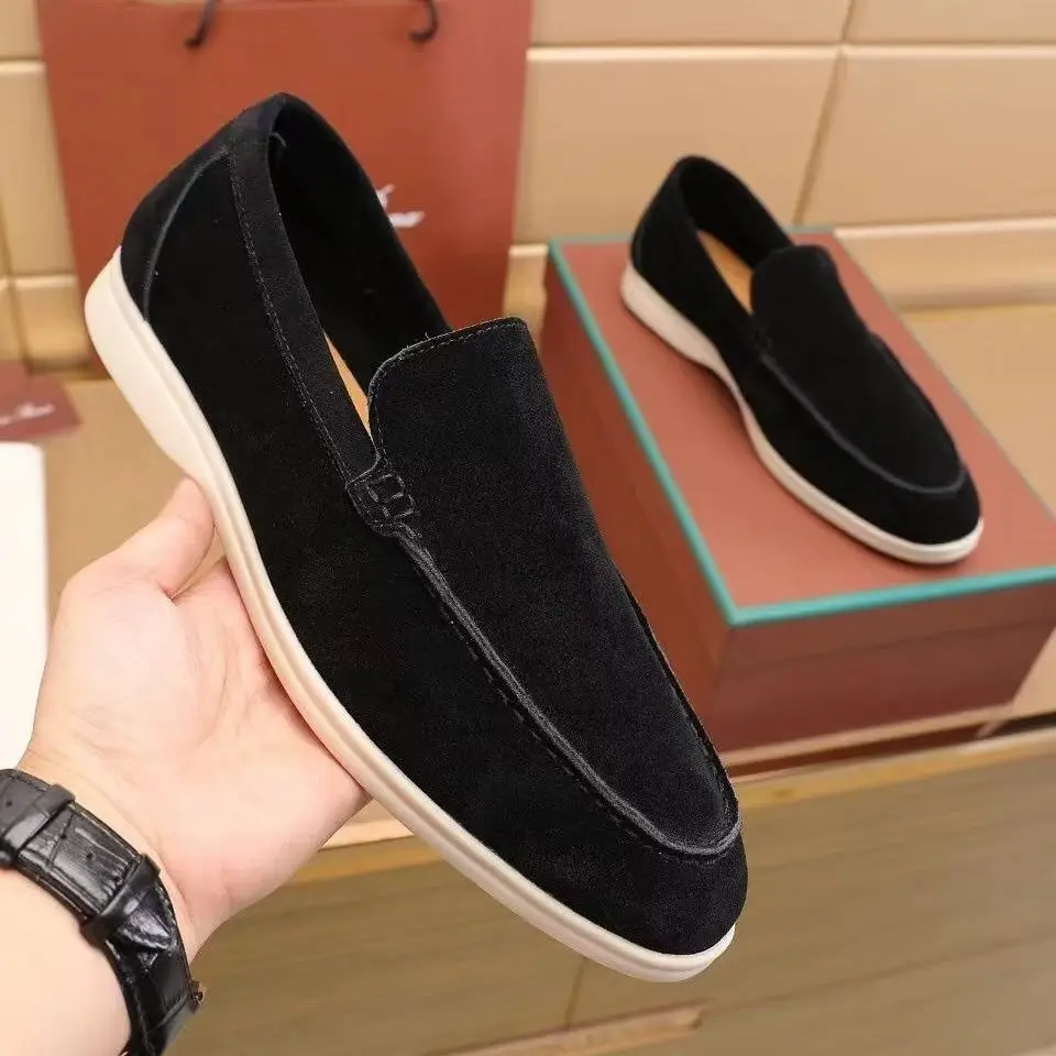 

Men's Shoe Loafers Adult None Stitching Rubber Cow Suede Women Leather Casual Shoes Men Sneakers Best Sell