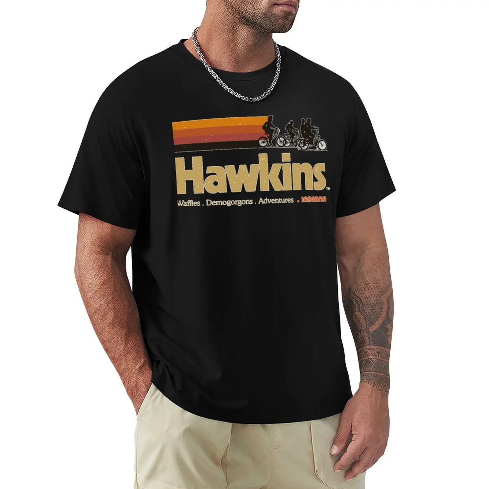 

Visit Hawkins Indiana Vintage 80's TV Series T-Shirt Casual Soft Cotton Short Sleeve Tee