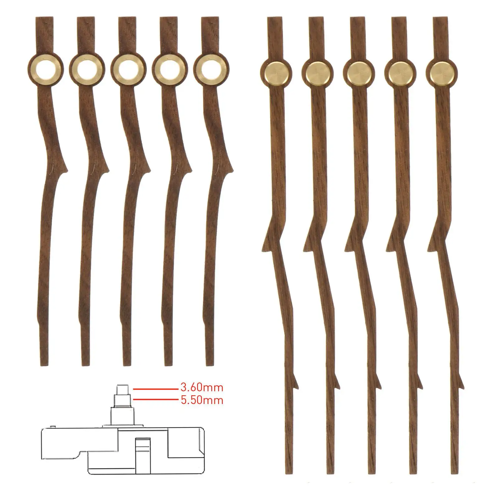 5 set Wooden Clock Hands Kit Durable Pointers Diy Repair Replacement Parts Accessories Electric Movement Home Decor Clocks