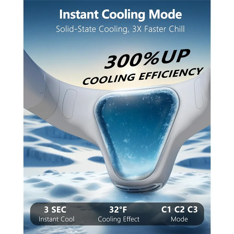 Ventola da collo con piastra di raffreddamento, ventole per condizionatore d'aria 2 in 1, funzionamento a batteria da 5200 mAh, per viaggi all'aperto/interni