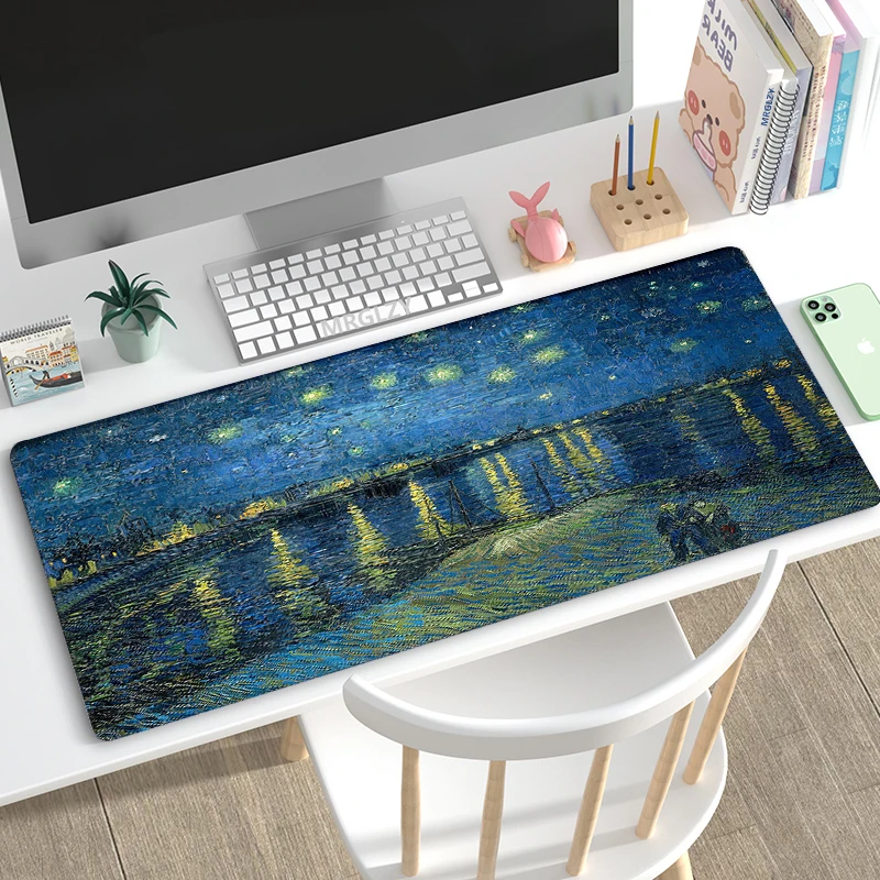 Vintage Oil Painting Mouse Pad Da Vinci Large Keyboard MouseMat Gaming Accessories Playmats Van Gogh Carpet Rug Monet Desk Gamer