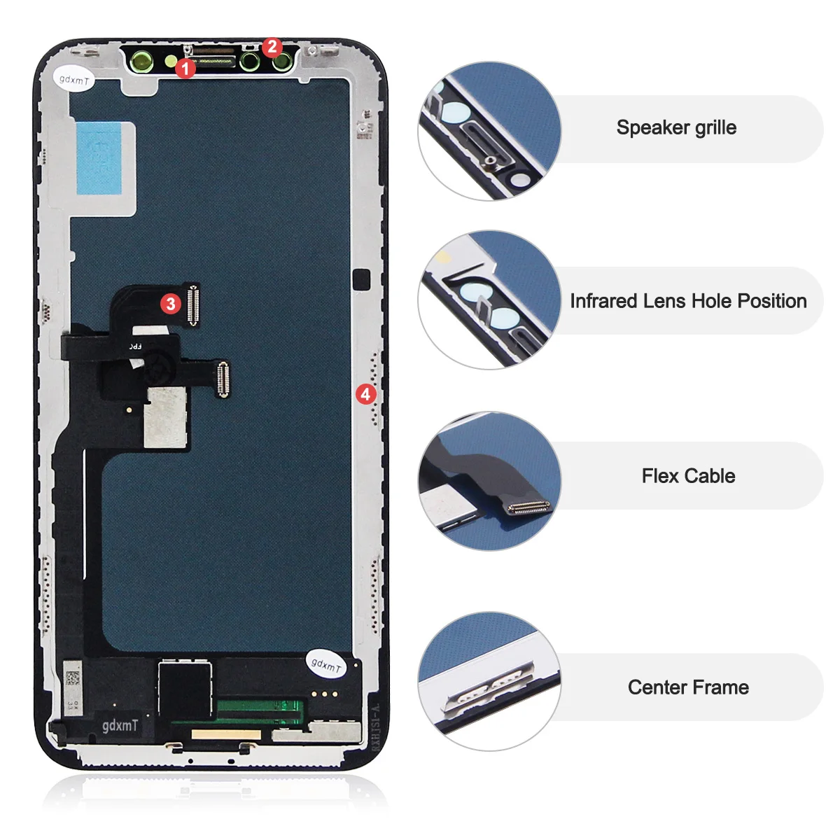 RJ Series INCELL For iPhone X XS XR 11 12 13 14 15 16 17 Pro Max Plus LCD Display Touch Screen Digitizer Assembly Replacement view 4