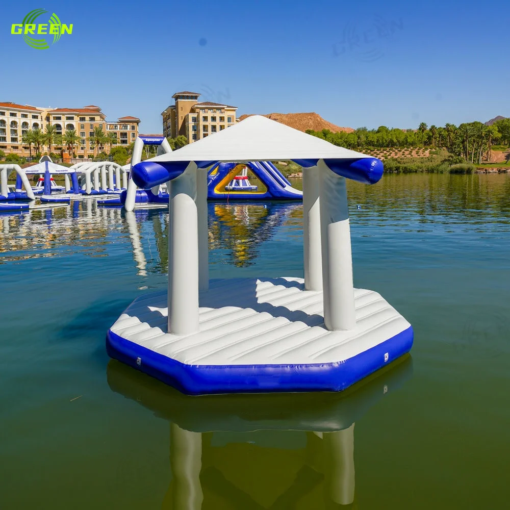 Inflatable Water Leisure Platform Dock Floating Camping Tent Island Ocean Sea Pool Inflatable Floating Tent With Led Light