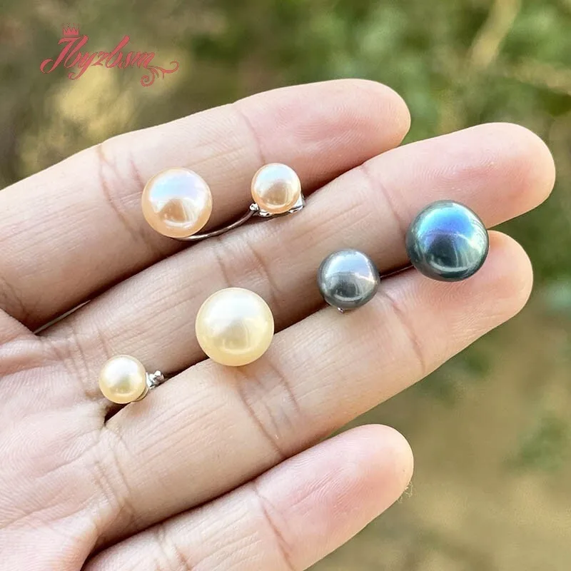 

Minimalist Double Pearl Cute Stud Earring,6-8mm Round Pink White Purple Black Natural Freshwater Pearl Earring Jewelry 1 Pair