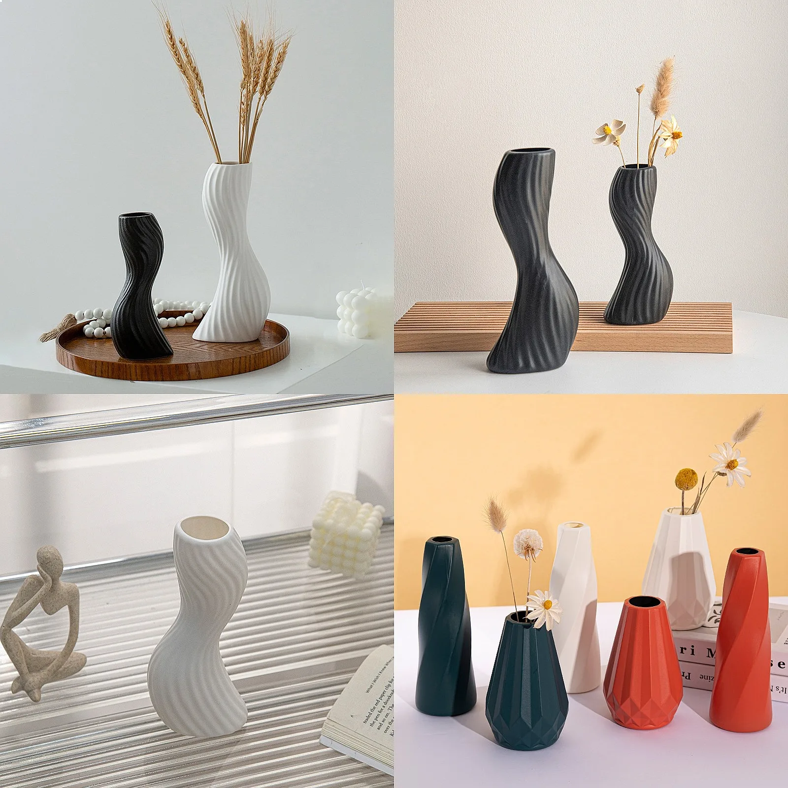 Nordic Art Imitation Ceramic Flower Vase Desktop Decorative Home Floral Arrangement
