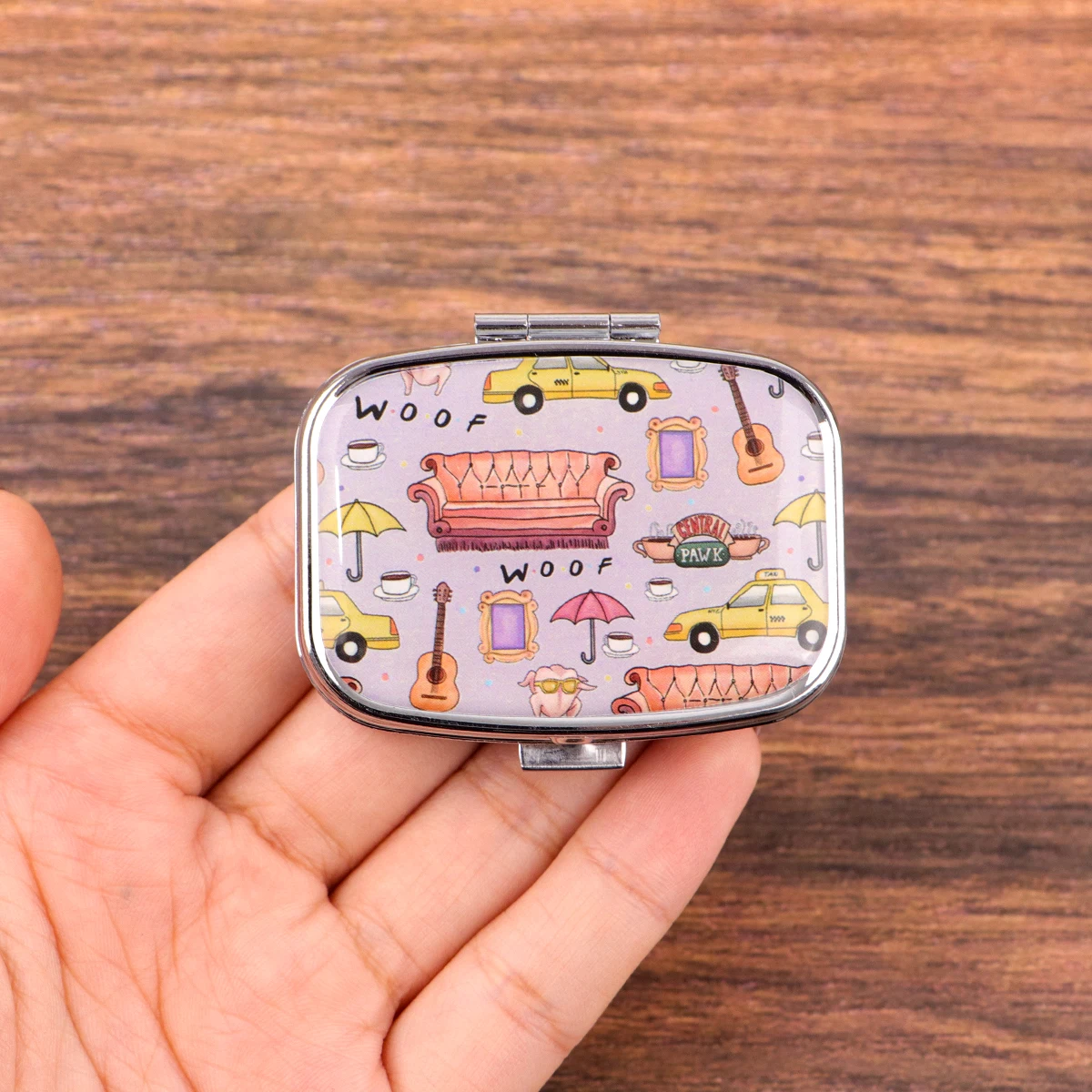 Mini Pill Box with Two Compartments, Cartoon-Style Portable Medicine Organizer for Home Use, Unique Travel Gift