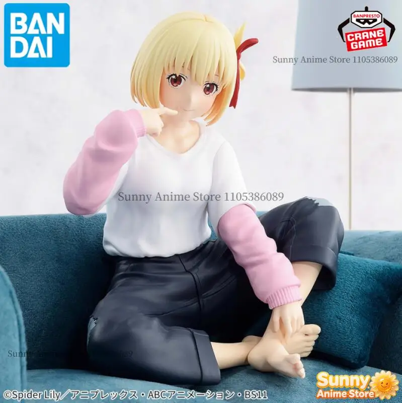 Bandai Original Banpresto Lycoris Recoil Nishikigi Chisato Relax Time Anime Sitting Action Figures Anime Doll Models Statue Toys