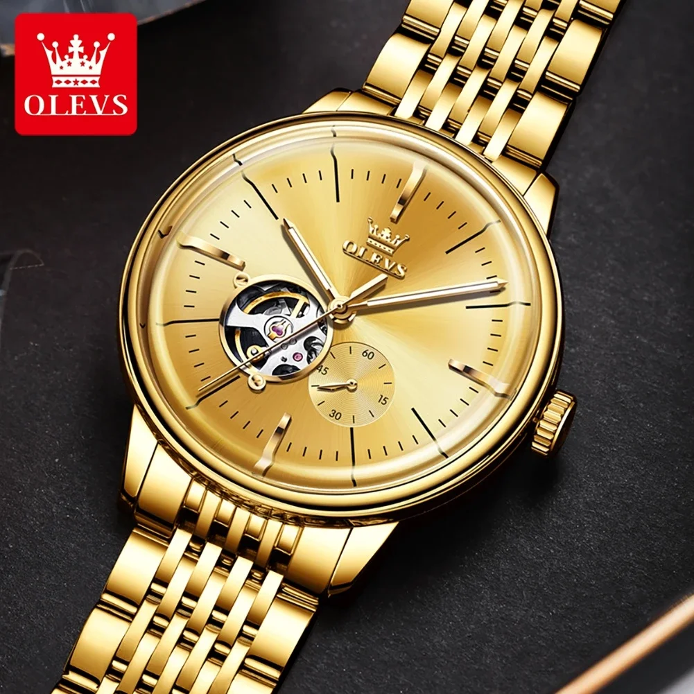 

OLEVS 6708 Business Automatic Mechanical Watch For Men Hollow Luxury Original Hand Clock Deep Waterproof 42mm Big Dial Man Watch