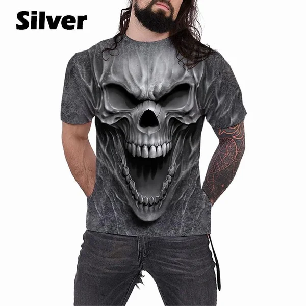 

Fashion Casual Fun Gothic Skull 3d Print T Shirt Vintage Short Sleeve O Neck Top