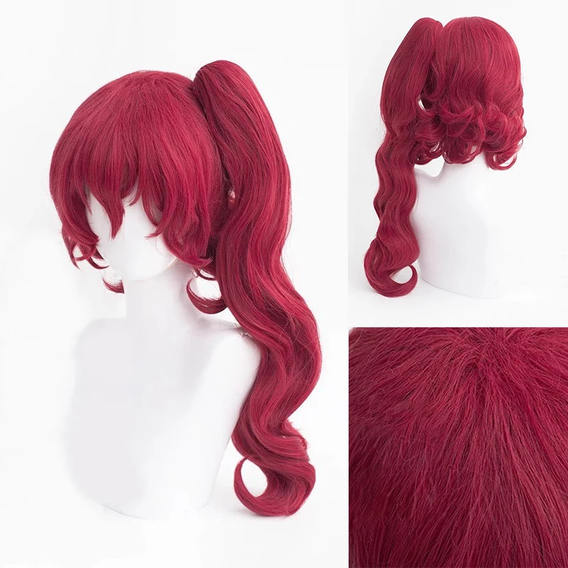 Teruko Okura Parrucca Cosplay Anime Bungo Bungou Stray Dogs Stagione 4 Vino Rosso Clip su Coda di Cavallo Costume di Halloween Gioco di Ruolo Capelli