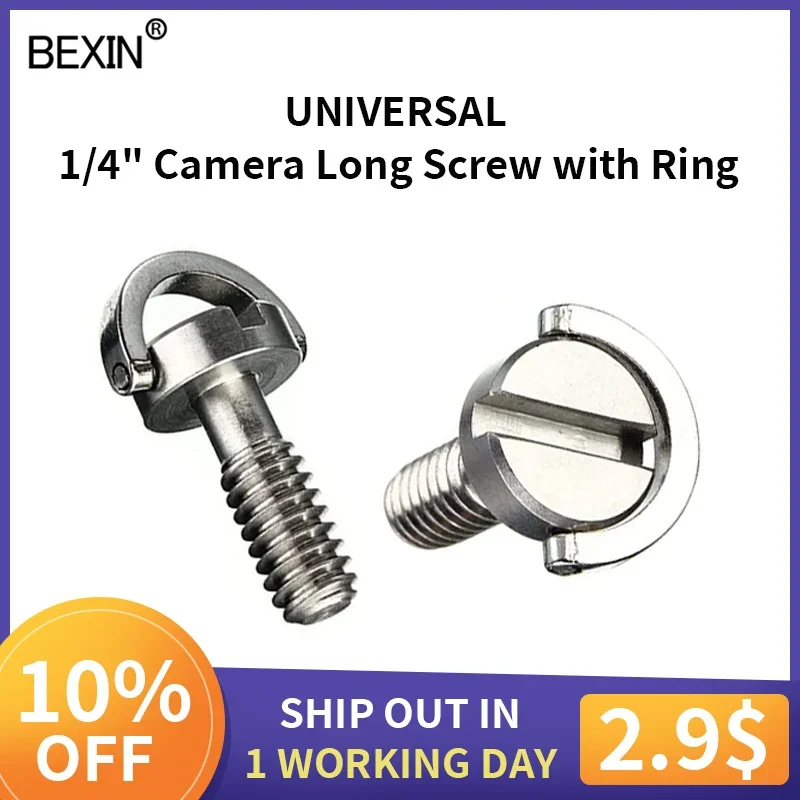 Quick Release Camera D Shaft D-ring Long Screw Adapter 1/4 Inch Thread for Camera Tripod Qr Quick Release Plate (Pack of 2)