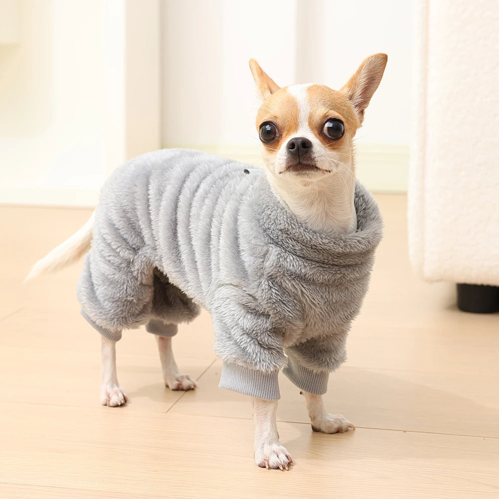Weiche Fleece-Hundepyjamas, Kleidung, Herbst-Winter-Haustier-Overall für kleine und mittelgroße Hunde, Welpenpullover, warme Chihuahua-Mops-Einteiler-Outfits – Detail 10