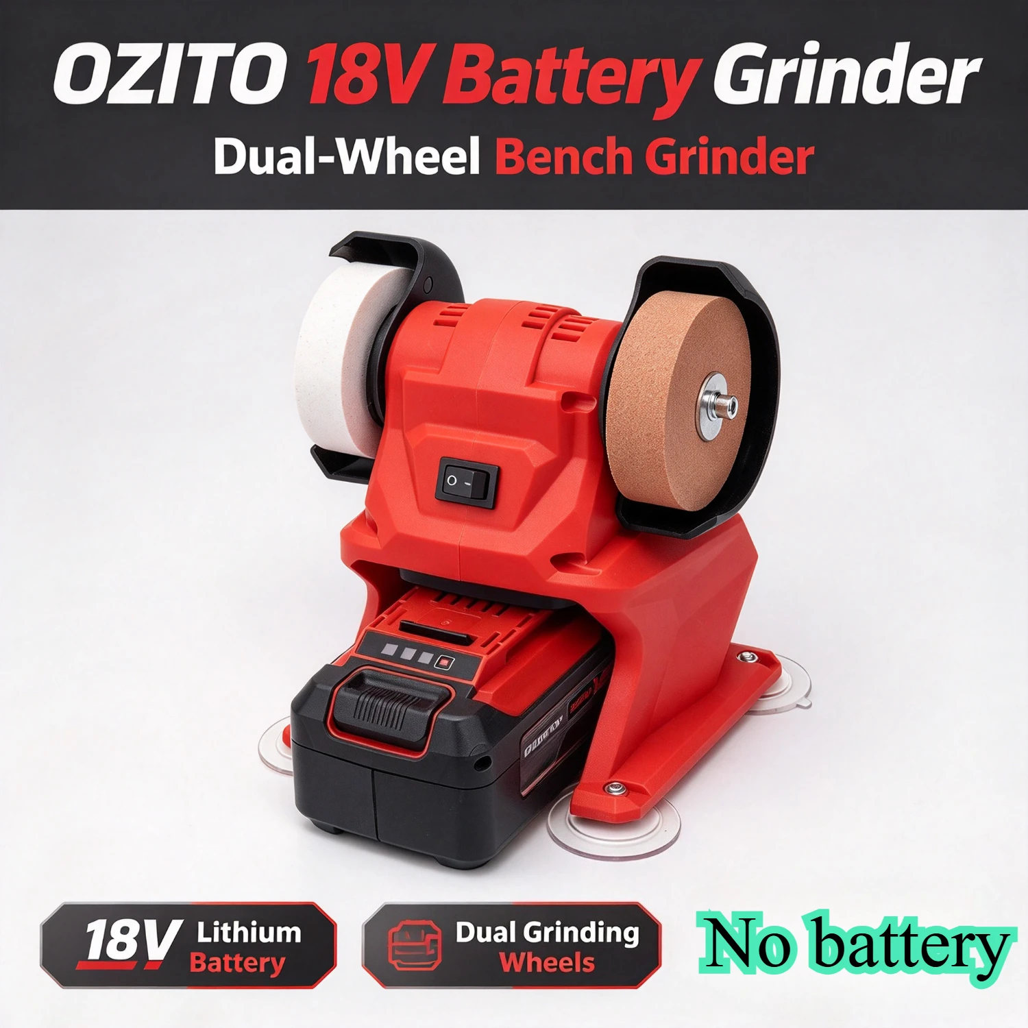 For OZITO 18v Lithium Battery Grinder Two-Wheel Table Portable Electric Grinding Tools for Cutters, Chisels and Metal Parts