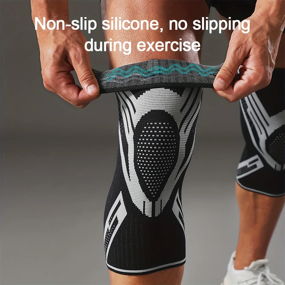 1 Pcs Compression Knee Support Sleeve Elastic Breathable Knee Pads Brace Springs Gym Sports Protector Basketball Volleyball Run image 4