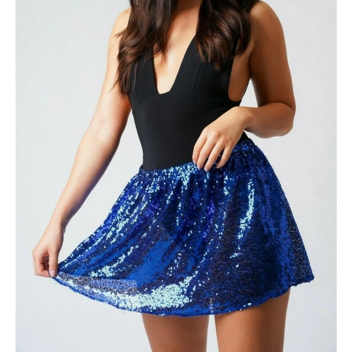 Sukienka z cekinami, z wysokim stanem, bufiaste spódnice, odzież damska do odgrywania ról, uniwersalna spódnica o długości do kolan, puszysta spódnica.