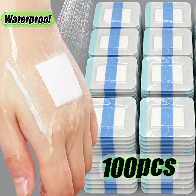 1/100Pcs PU Film Waterproof Wound Protect Auxiliary Material Paste Nonwoven Fabric Blank Plaster Fixed Breathable Adhesive Tapes