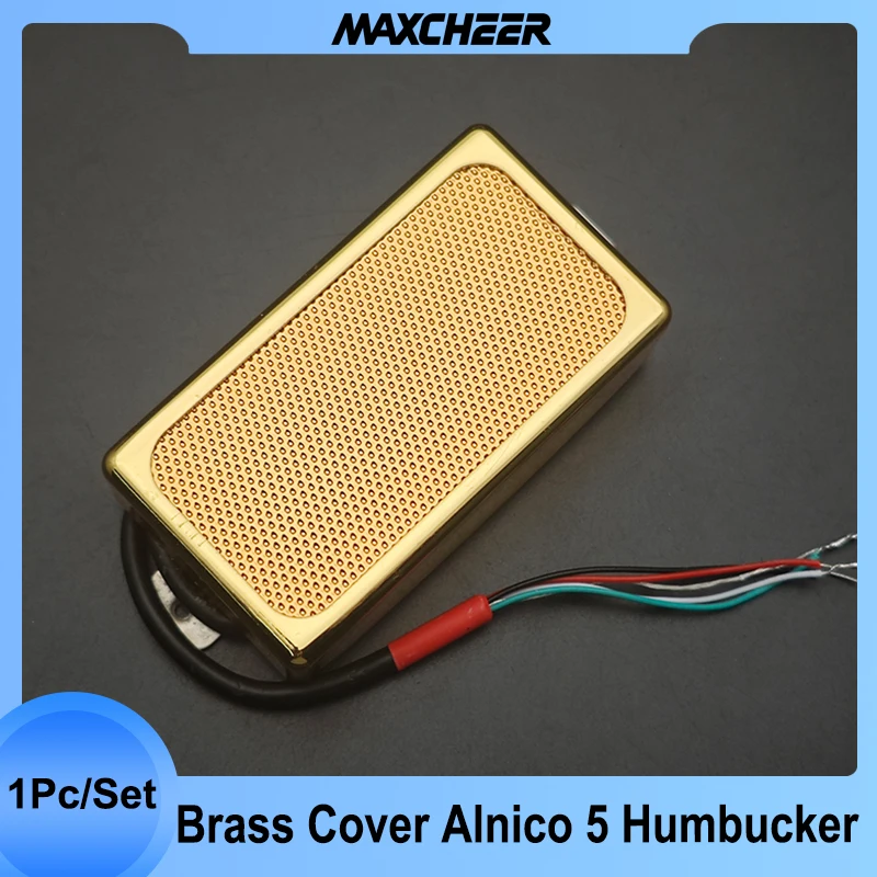 Brass Cover Alnico 5  LP Style Guitar Humbucker Metal Mesh Surface Guitar Pickup 4 Coil Cable 7.5K/15K Coil Splitting Alnico V