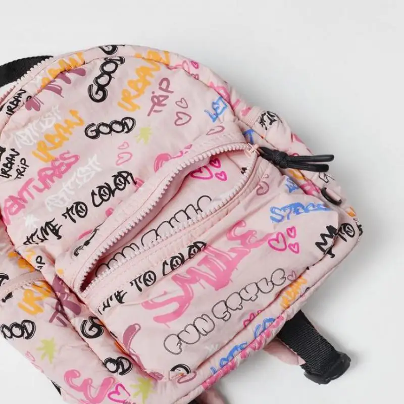 Mochila con estampado de grafiti para niña, Mini bolsos de hombro, rosa, versátil, bonito, nuevo diseño