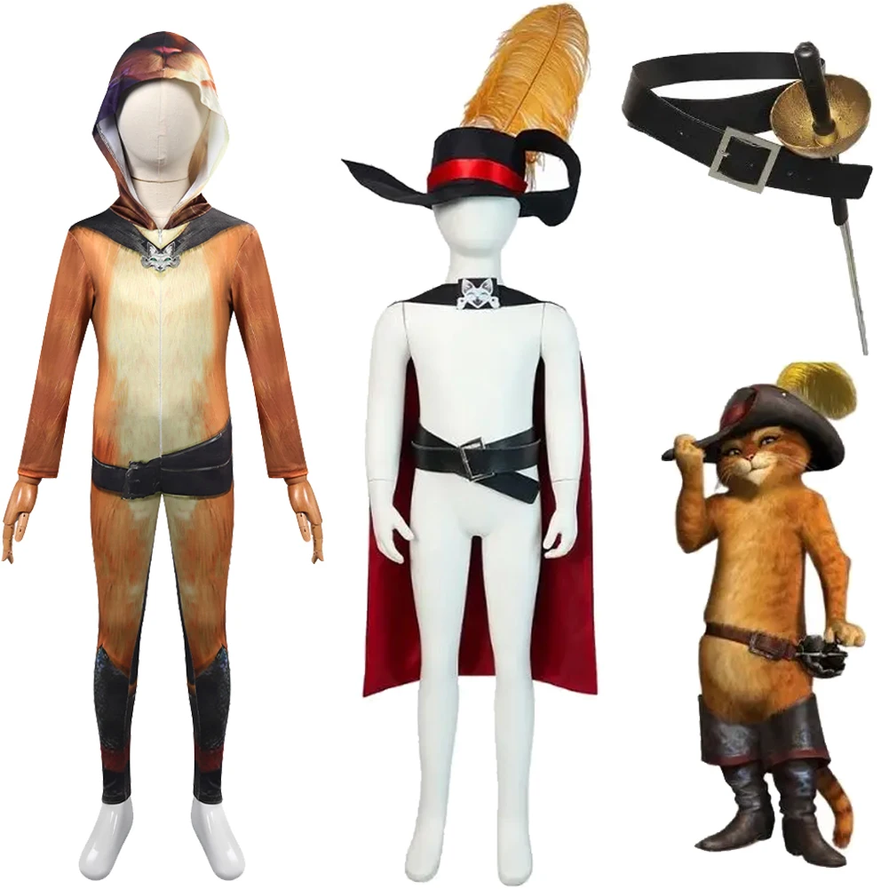 De Laatste Wens Cosplay Puss In Boots Cosplay Kostuum Kids Zwaard Riem Cat Kostuum Voor Kinderen Halloween Kostuum Pak Voor Kinderen