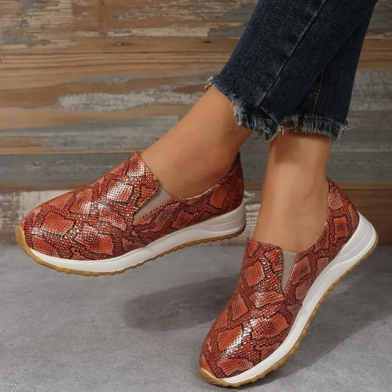 Tênis de salto baixo feminino, slip-on, confortável, casual, ao ar livre, caminhando, esportes, senhoras, tendência da moda, novo, outono