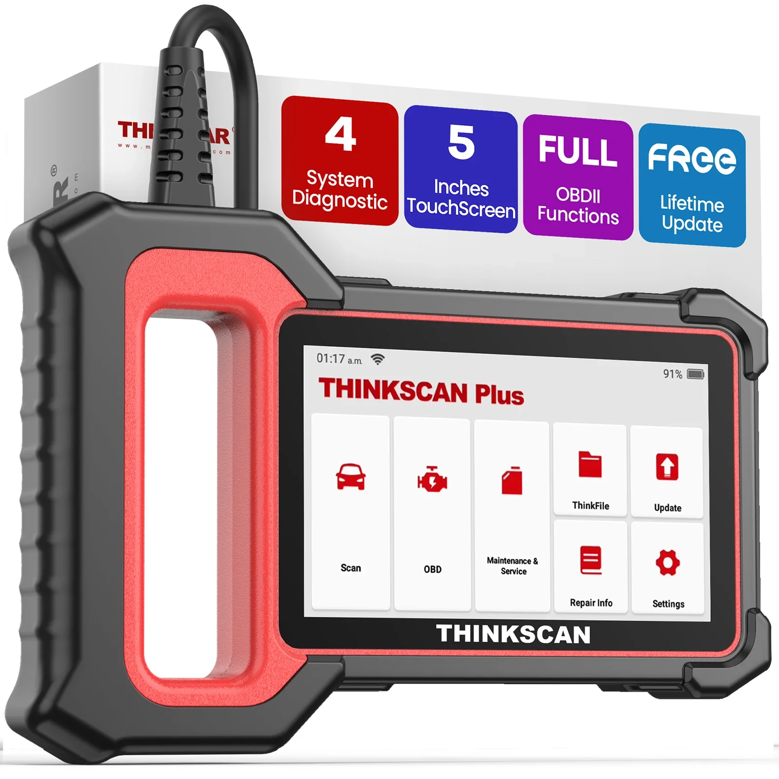 THINKCAR Thinkscan Plus S5 OBD2 Scanner ABS/SRS/ECM/TCM System Auto Vin Diagnostic Scan Tool Car Repair Tools For DIY Car Owner