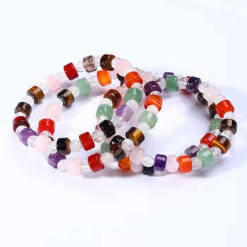 清倉特賣 天然七脈輪水晶珠 5*8mm 手工手鍊 適用於珠寶製作 DIY、波西米亞風工藝品 8 最佳銷售 脈輪珠 - №8