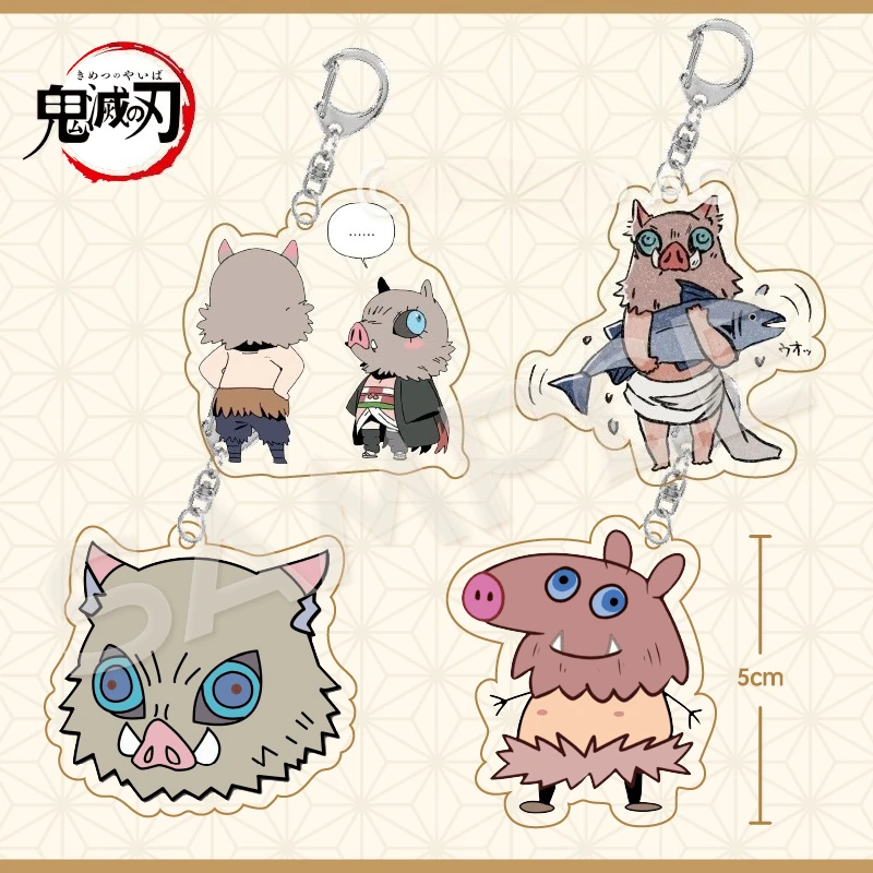Demon Slayer Tanjiro Kamado Hashibira Inosuke Nezuko sleutelhanger creatieve hoogwaardige cartoon print student rugzak decoratie