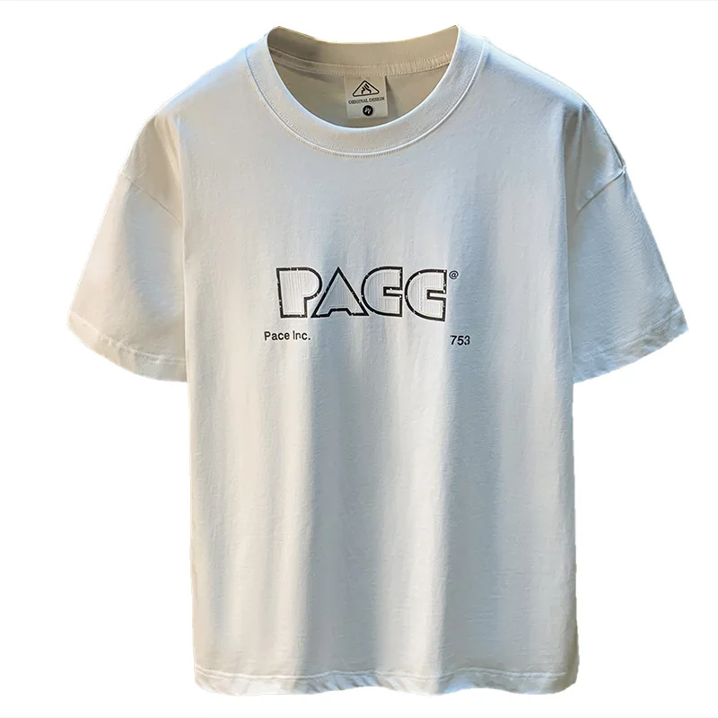 T-shirt męski z krótkim rękawem, modny i wszechstronny, modny styl uliczny, letni nowy styl, luźna odzież codzienna