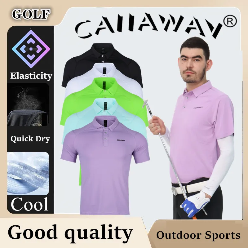 Authentic CAIIAWAV Golf Short Sleeve Men's Top T-shirt GOLF Short Sleeve Men's POLO Shirt Breathable Quick Drying Elastic