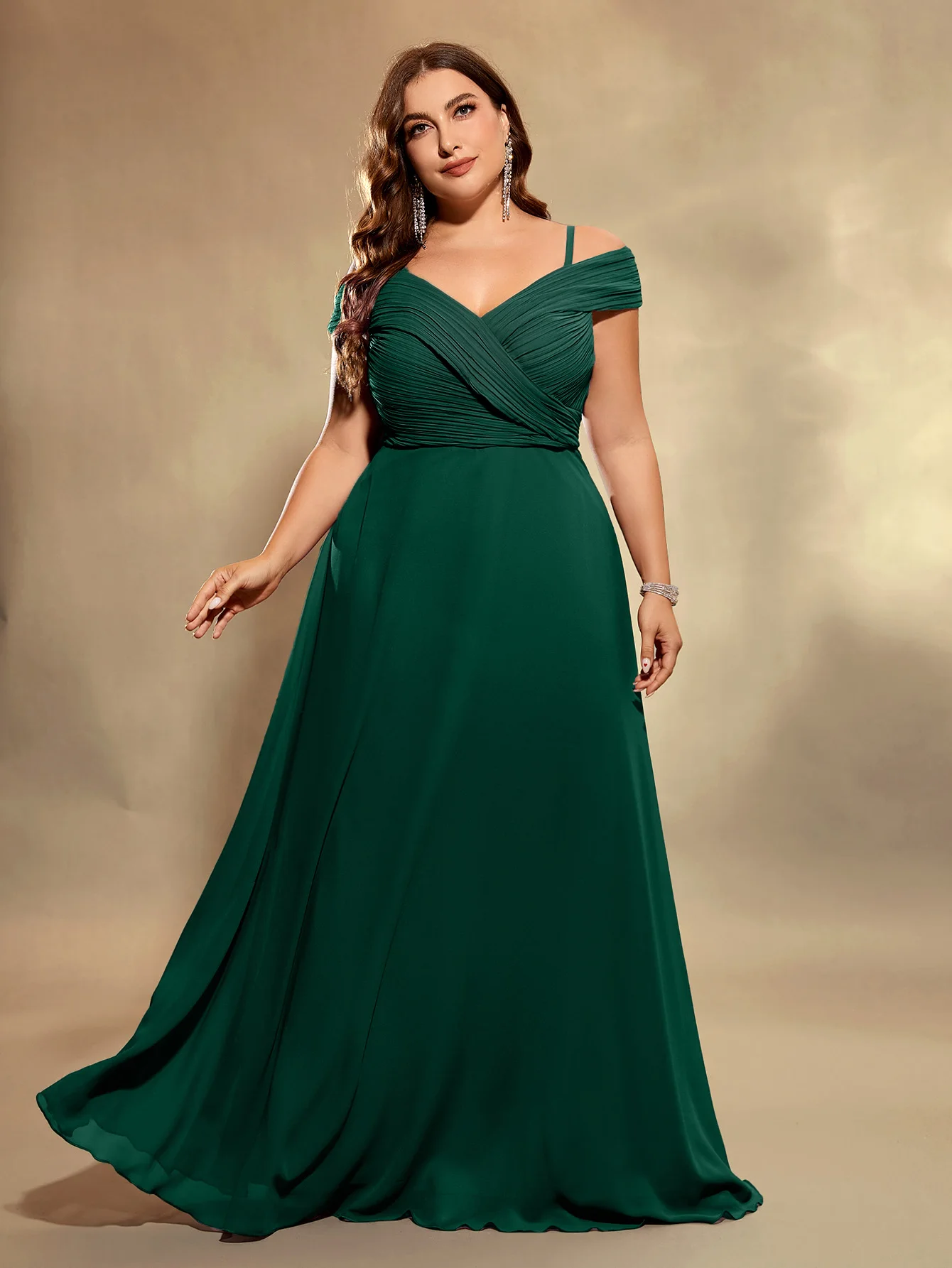 

Plus Size Solid Color Crisscross Wrap Sling Elegant Women Formal Evening Dress, Party Dress, Wedding Guest Dress, Bride Dress, B