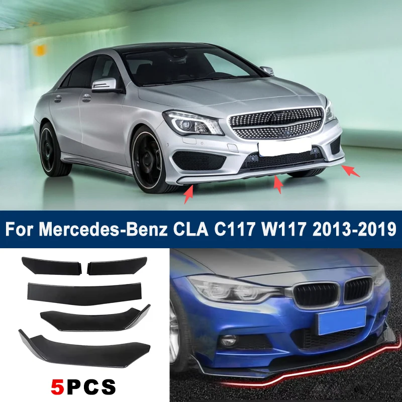 

Adjustable 5Pcs Sectional Front Spoiler Lip For Mercedes-Benz CLA C117 W117 2013-2019 Front Bumper Splitter Sport Body Kit