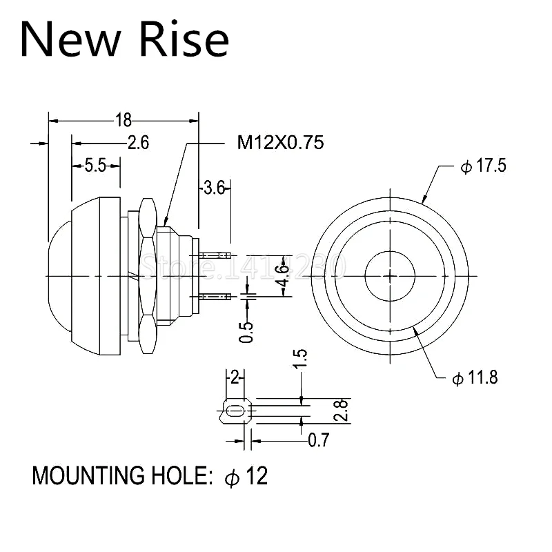 Horn switch PBS-33B 2Pin Mini Switch 12mm 12V 1A Waterproof momentary Push button Switch since the reset Non-locking