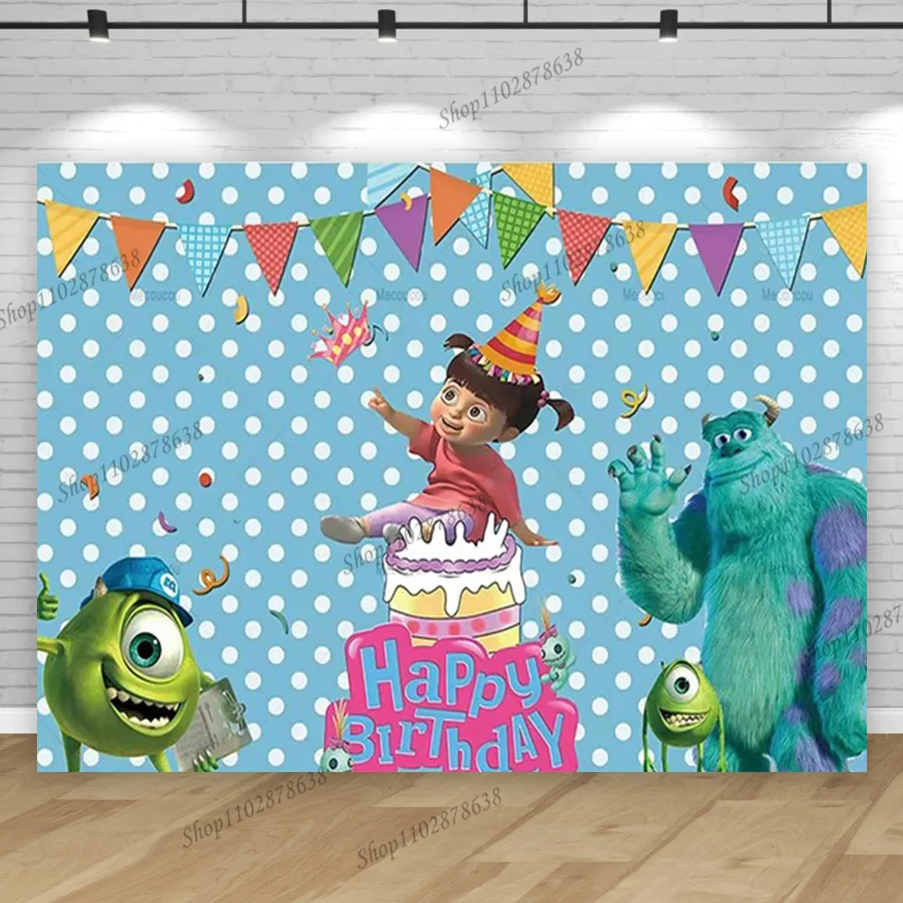 Monsters Inc Boo Backdrop Baby Birthday Party Girl First Background Mike Wazowski Pink Cake Baby Shower Banner Decortions Poster