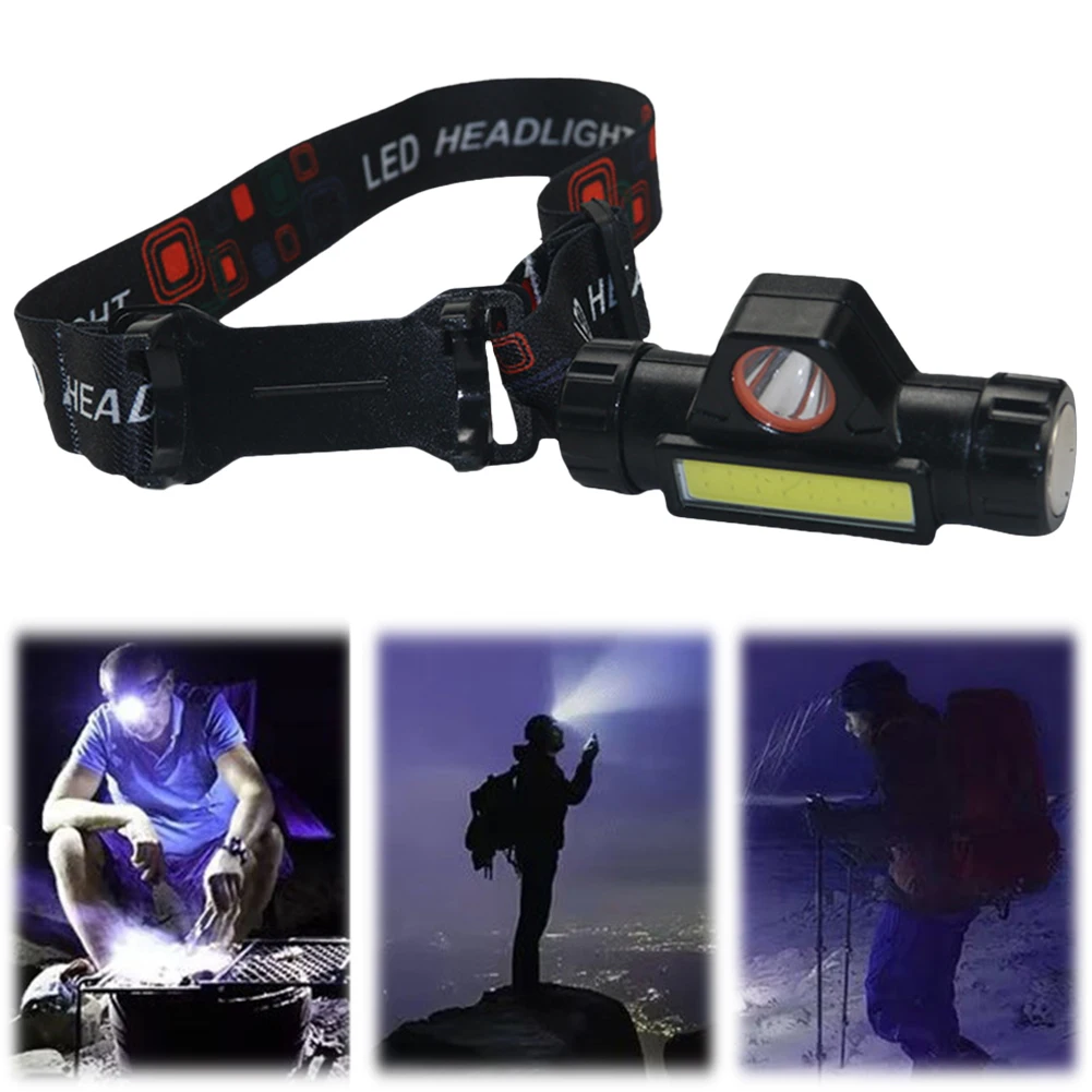 キャンプやアウトドアアクティビティ用のミニLEDヘッド懐中電灯,USB充電式,パワフル,超高輝度,2つの照明モード