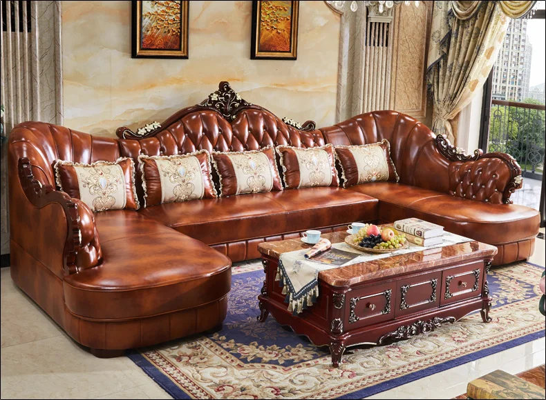 Luxury Sofas Genuine Leather Small Apartment Living Room Elegant Sofas Straight Armchairs Divano Letto Home Furniture