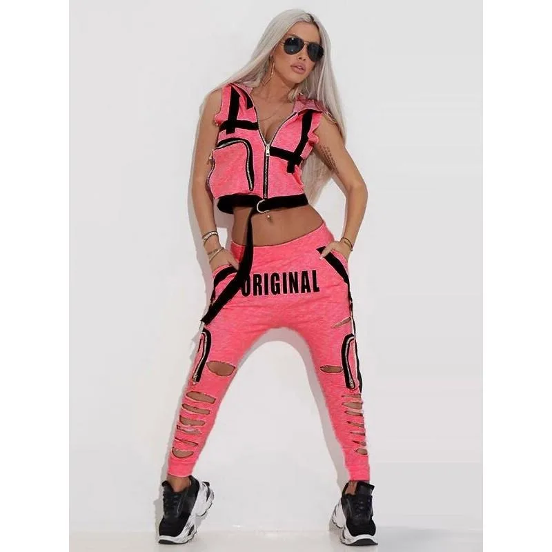 

Contrast Letter Printed Hoodies Zip Jacket Pants Set Sports Yoga Clothes Leggings Workout Sportswear Women Gym Clothing 2pcs set