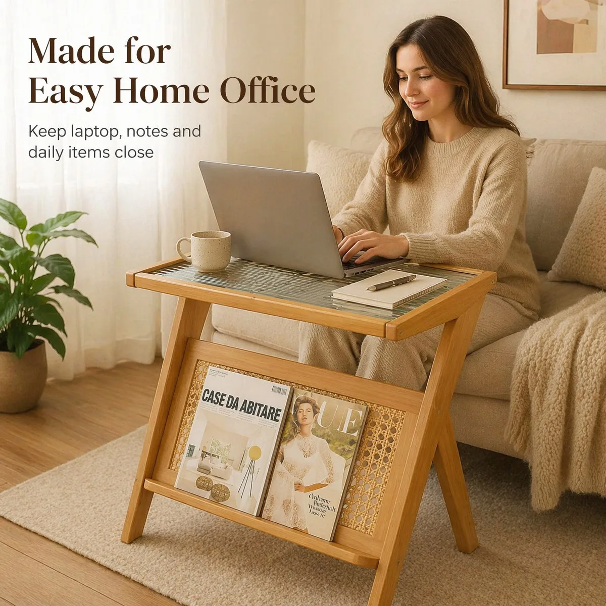 Z Shaped Side Table Creative Tea Coffee Table With Rack For Household Sofa Corner Living Room Bedroom Small Apartment Supplies