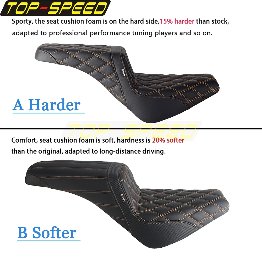 For Harley Softail Street Bob Slim FXBB FXBBS FXSL 2018-24 Motorcycle Two-Up Seat Cover Cushion Driver Front Rear Passenger Seat