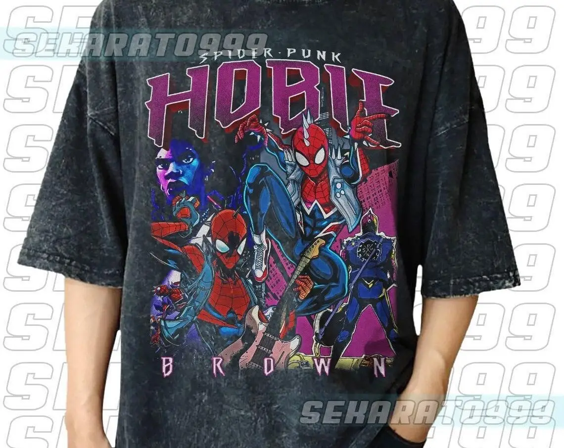 Vintage Hobie Brown Spider-Punk T-Shirt Gift For Women and Man Unisex T-Shirt SP01