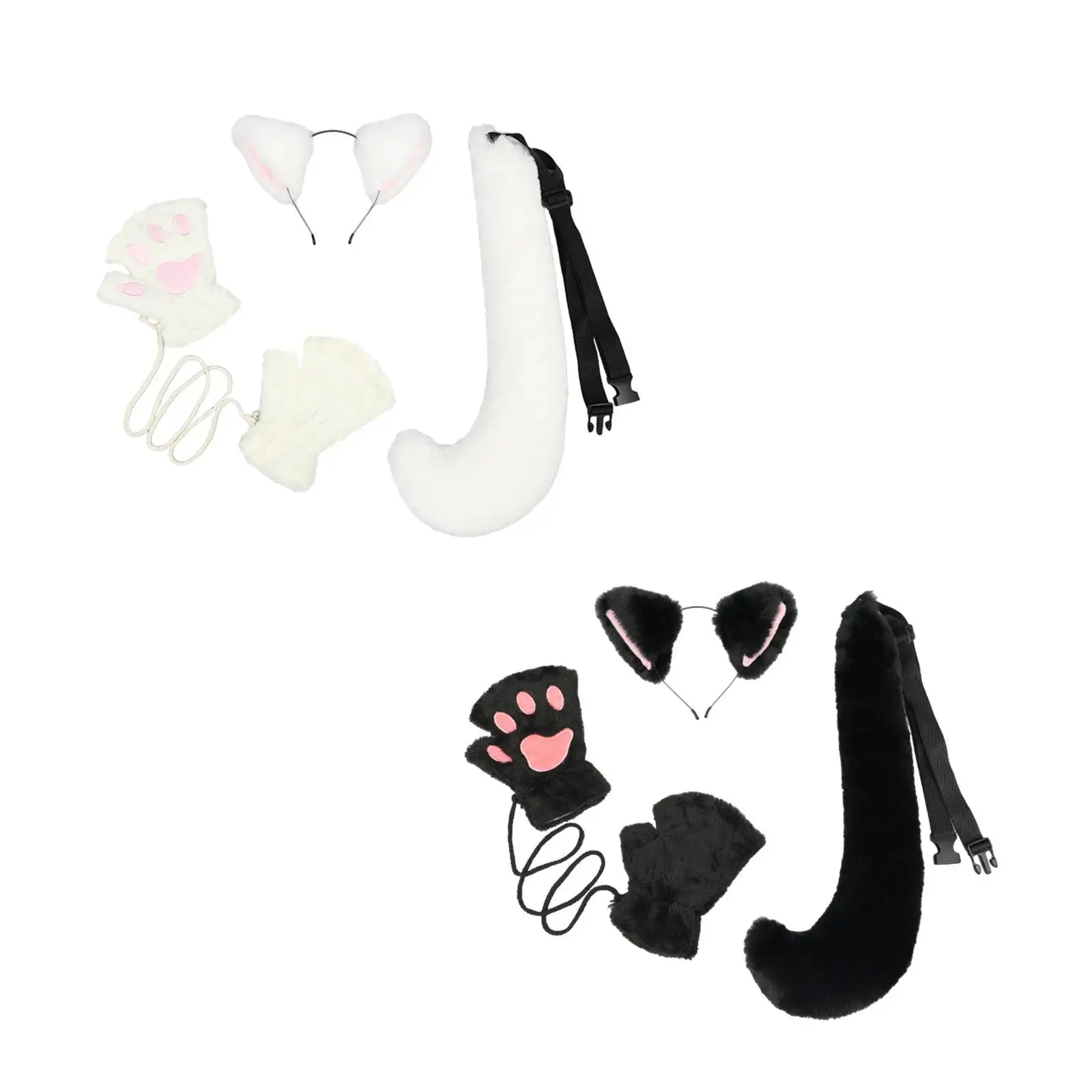 Adoráveis orelhas de gato e cauda cosplay, adoráveis orelhas de animais, cauda longa para baile de máscaras, clube noturno, festas