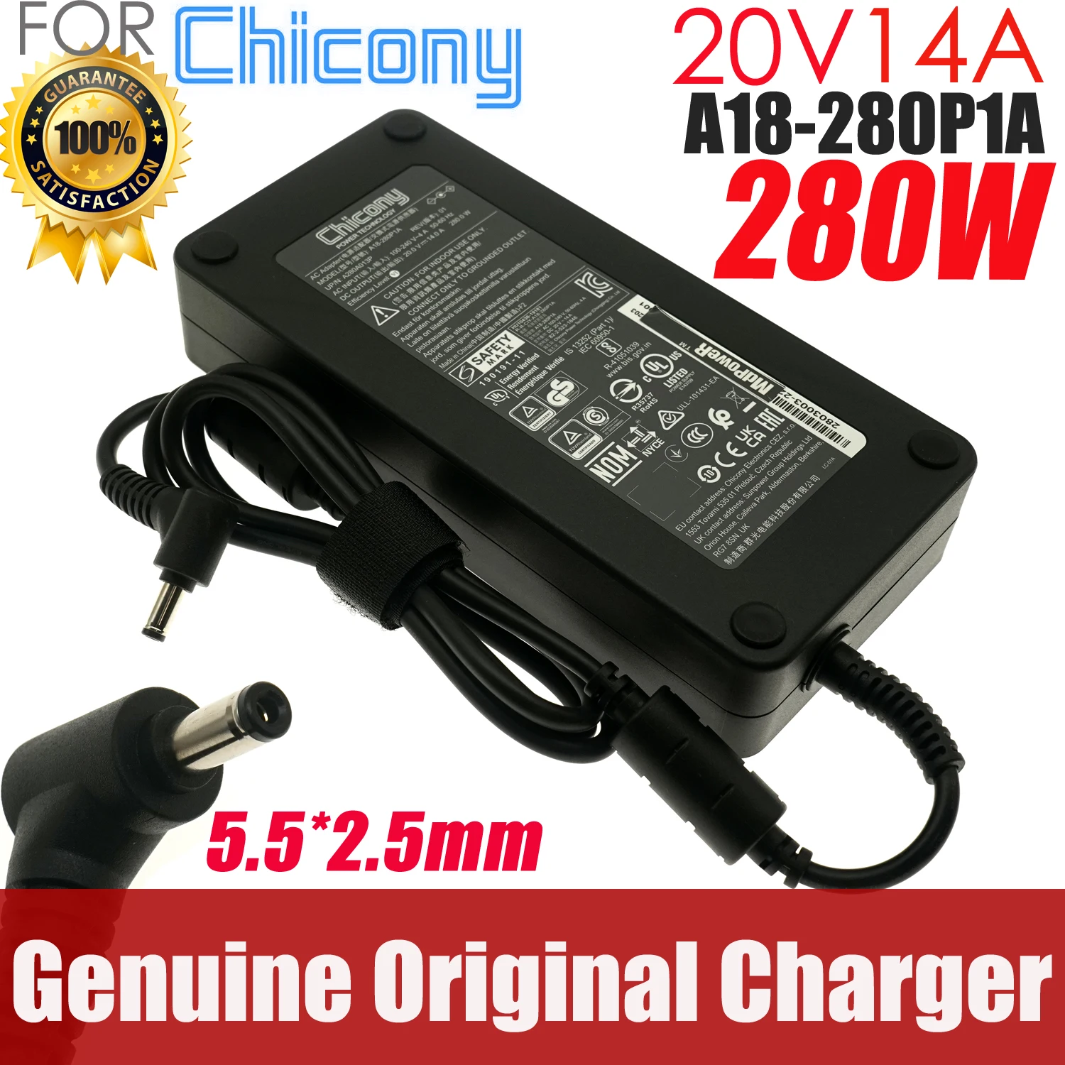 

New Genuine Chicony A18-280P1A 20V 14A 280W Laptop Adapter Charger For Schenker XMG NEO 15-E22qrn Gigabyte AORUS 15X ASF/RTX4070
