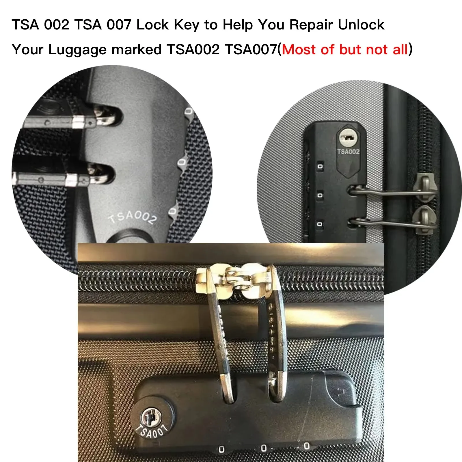 TSA 002 TSA 007 Key, TSA007 TSA002 Master Luggage Lock Keys Compatible with Luggage Suitcase Password Locks Copper, Pack of 50