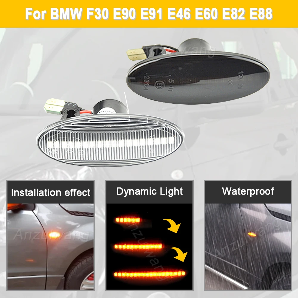 2x Dynamic LED Turn Signal Lights Side Marker Car Accessories For Smart Forfour W453 Renault Master Koleos Vauxhall Movano Mk2