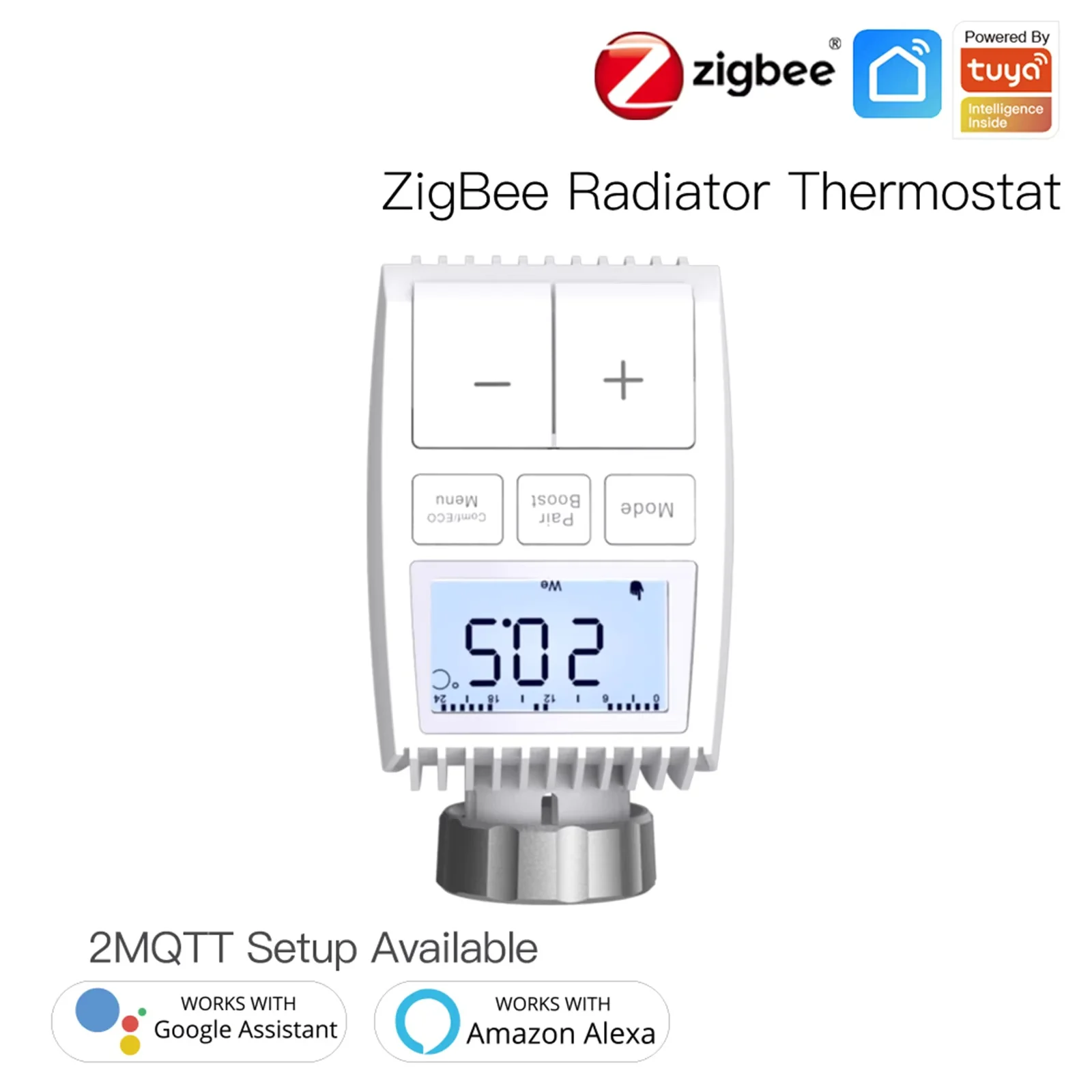 MOES Tuya ZigBee Radiator TRV Smart Thermostat Valve Temp Controller With Internal Sensor Battery Powered Voice Control Alexa