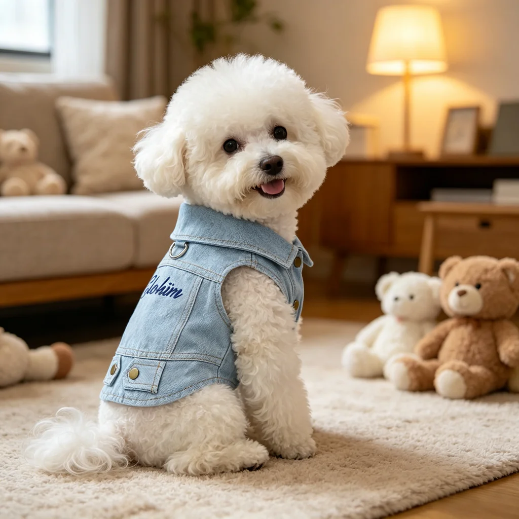 Personalized Custom Name Denim Pet Jacket, Cute Trendy Dog Cat Outfit, Unique Stylish Clothes for Puppies Kittens