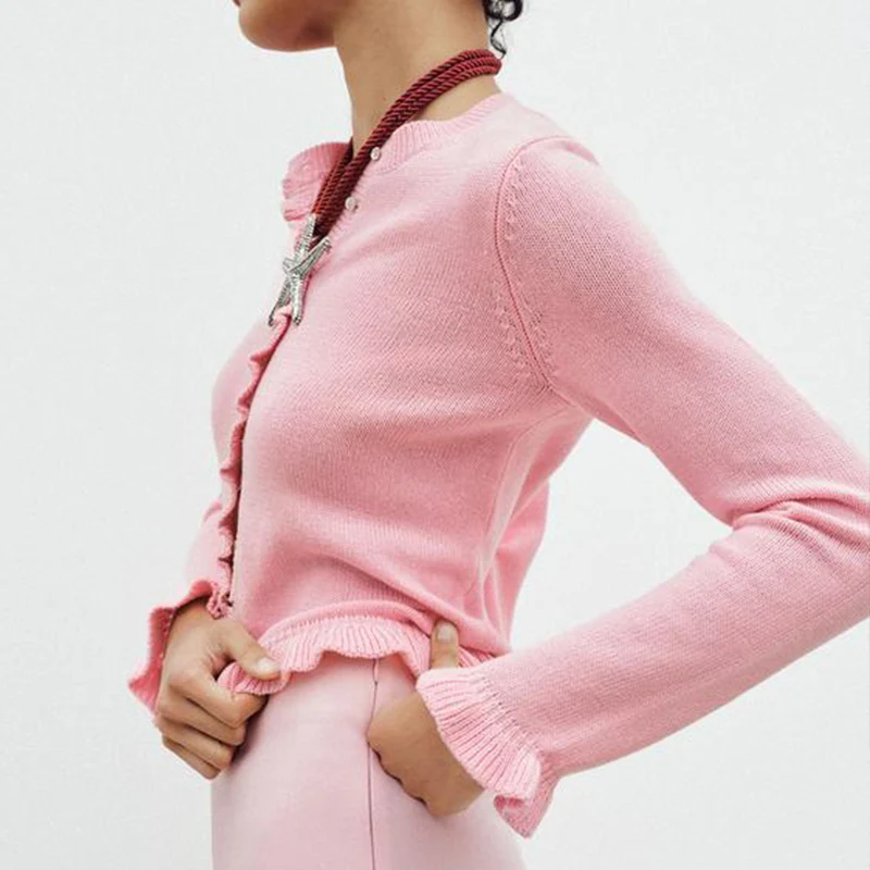 

Весна 2024, модная трикотажная длинная све, круглая многослойная декоративная женская верхняя одежда Z Commute Sle из полиэфирного волокна