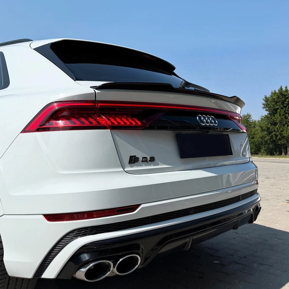 Gloss Black Rear Trunk Middle Spoiler Lip For Audi Q8 4M SQ8 RSQ8 2018-2026 Rear Window Center Splitter Wing Body Kit Tuning