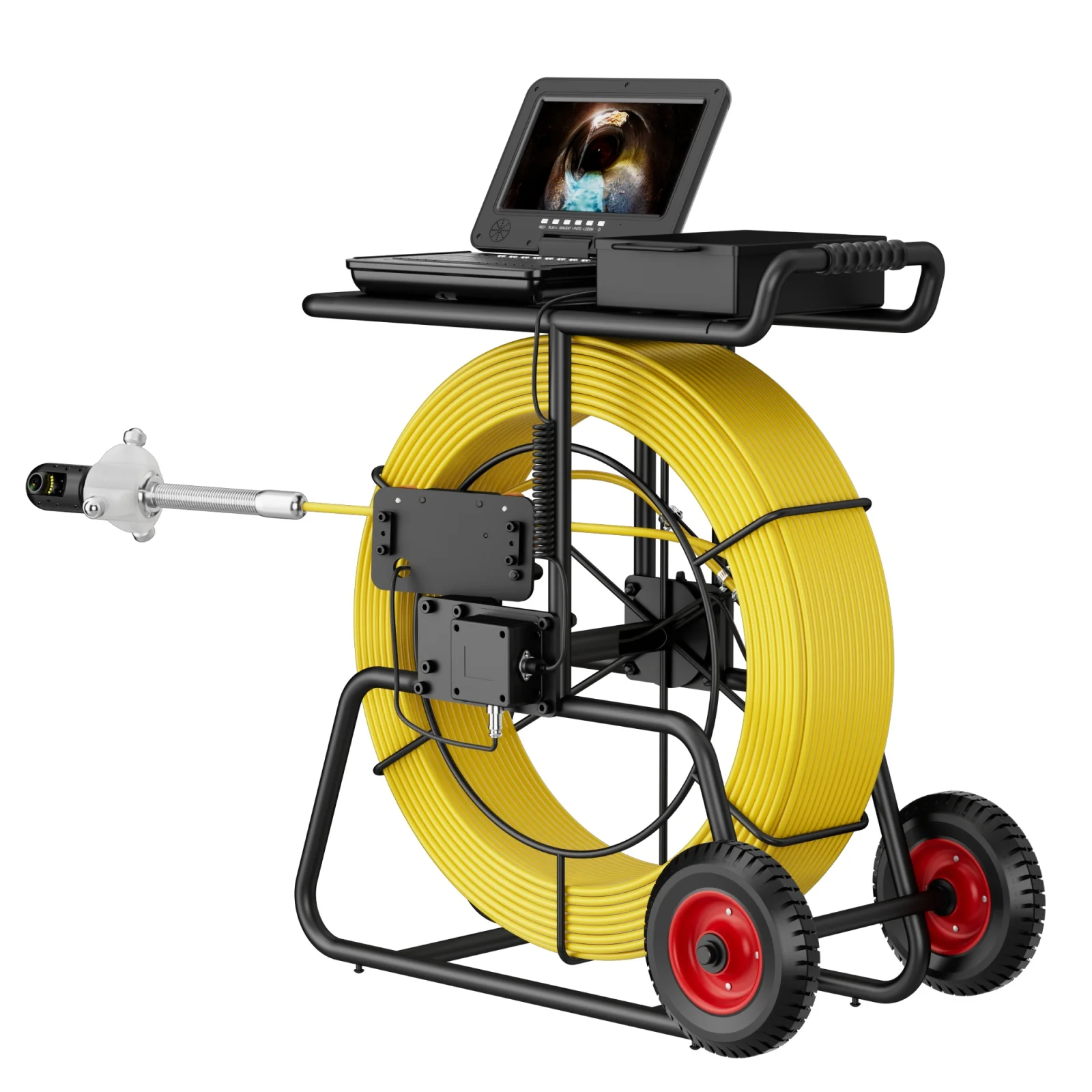 Sewer Camera Inspection 360 degrees 10″inch IPS+Cable diameter ø9mm+512HZ Transmitter Locator+Meter Counter+Keyboard