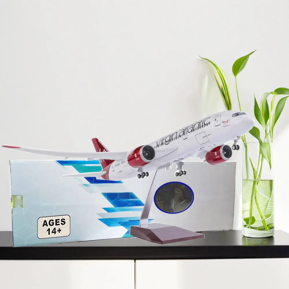 Aircraft 1/130 Plastic Resin Replica 47CM Virgin Atlantic Airline Airplane Model 787 B787 Dreamliner Plane Model Collection