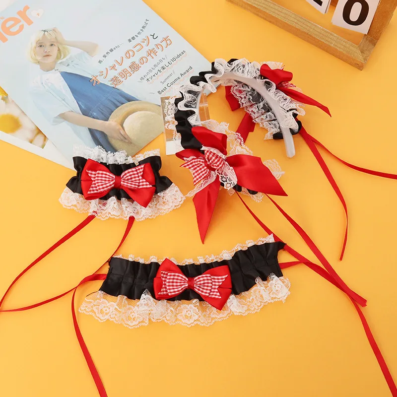 New Bow Headdress Lolita Sweet Versatile Lace Hair Accessories Set Cute Girl